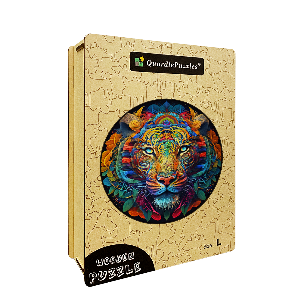 Schneeleoparden-Mandala-Holzpuzzle