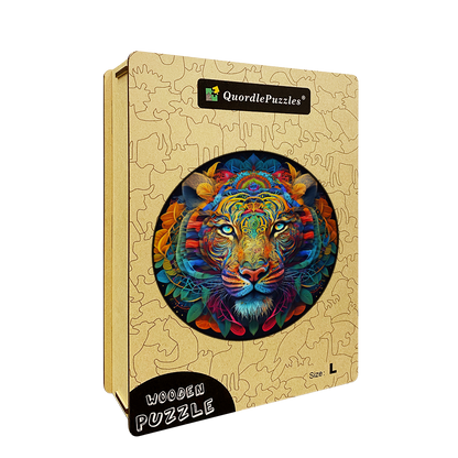 Schneeleoparden-Mandala-Holzpuzzle
