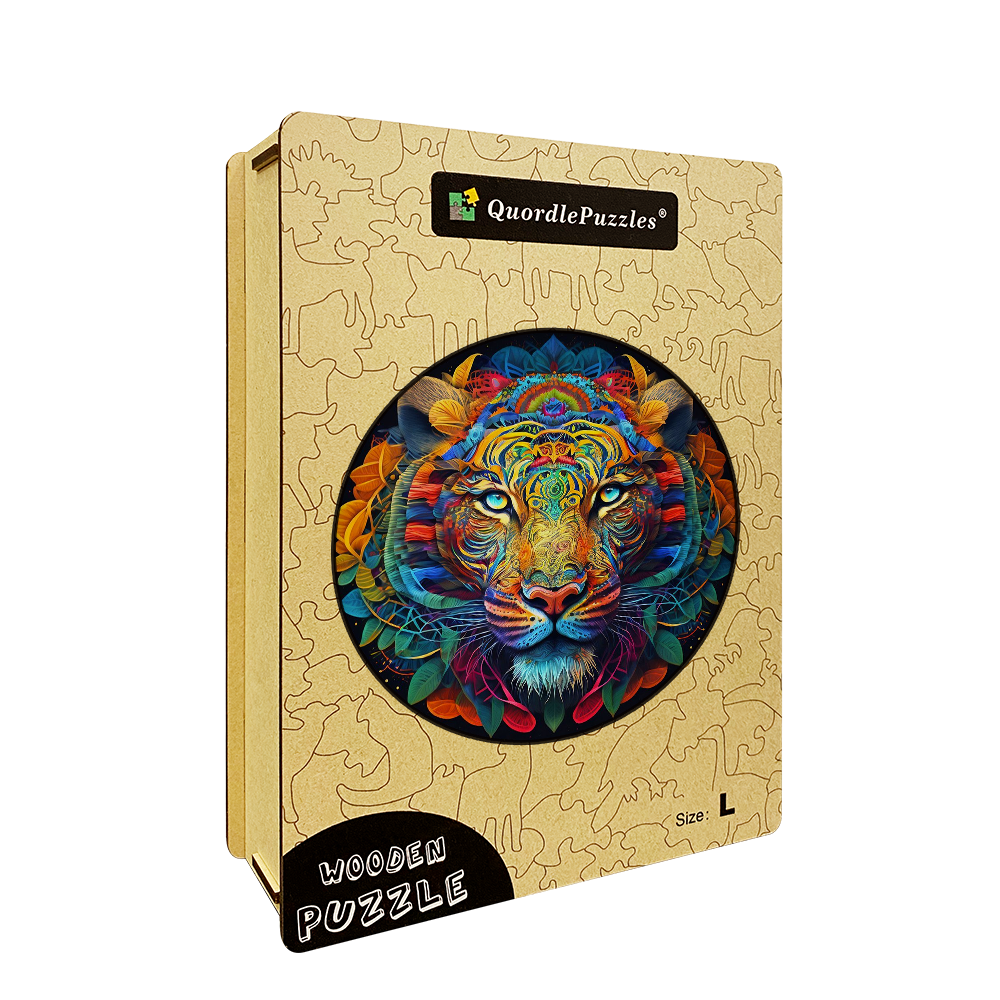 Abstraktes buntes Tiger-Holzpuzzle
