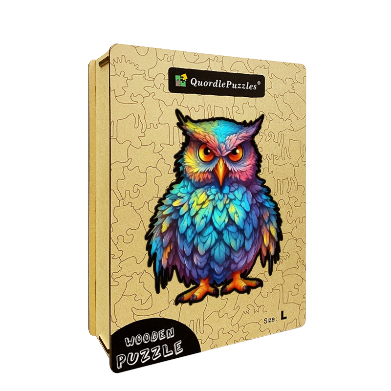 🔥Letzter Tag –Holzpuzzle „Eule mit bunten Federn“.