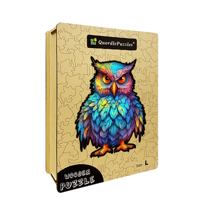 🔥Letzter Tag –Holzpuzzle „Eule mit bunten Federn“.