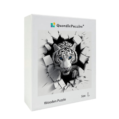 3D weißer tiger ausbruch holzpuzzle