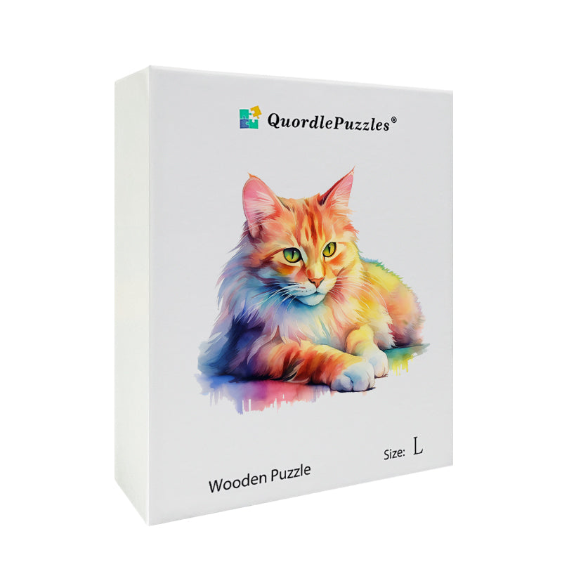 Aquarell-Holzkatze