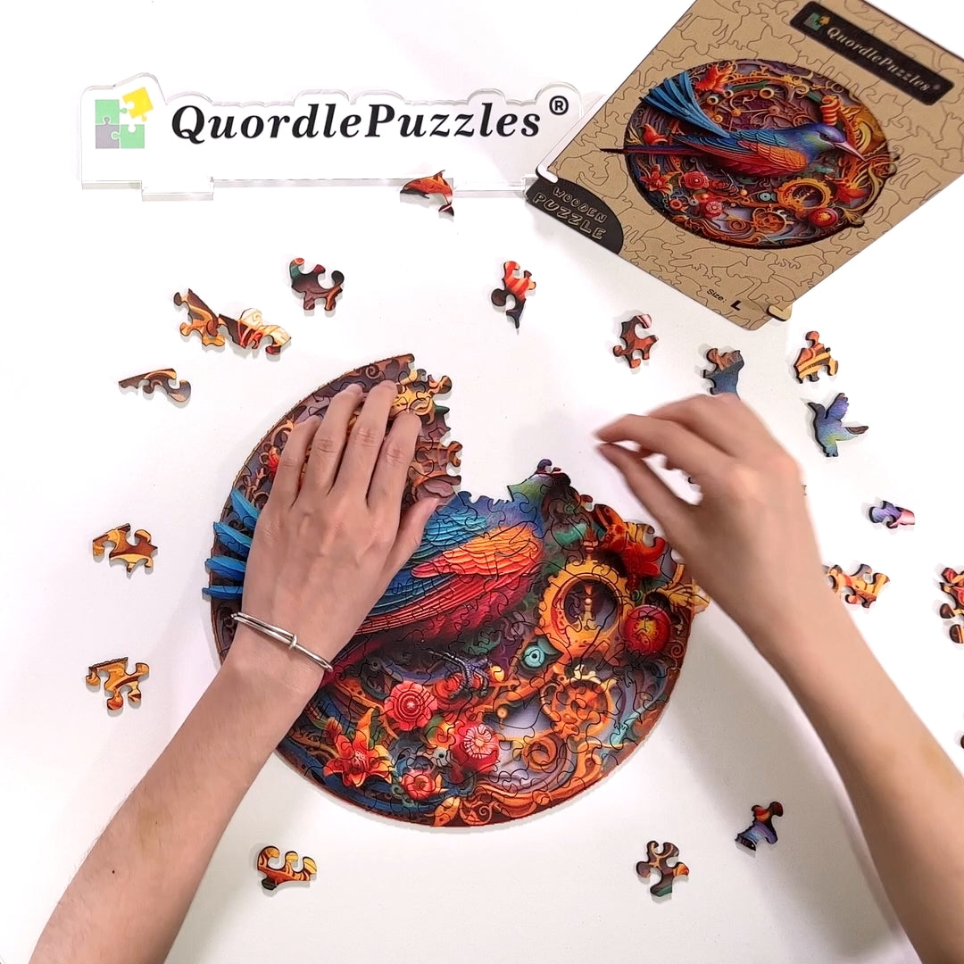Vogel und Blüte 2 Holzpuzzle