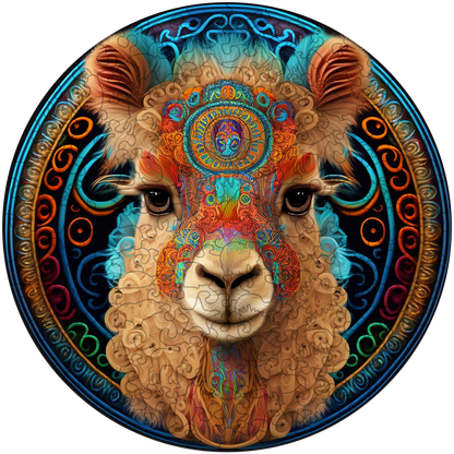 Alpaka-Mandala-Holzpuzzle