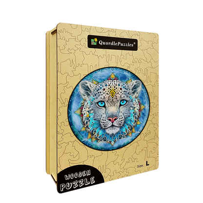 Schneeleoparden-Mandala-Holzpuzzle