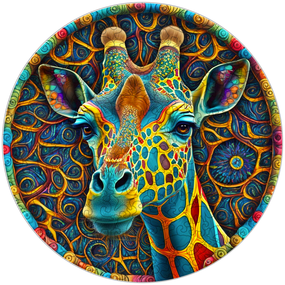 Psychedelisches Giraffen-Holzpuzzle