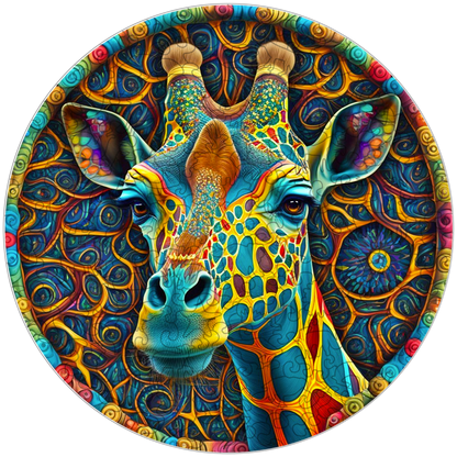Psychedelisches Giraffen-Holzpuzzle