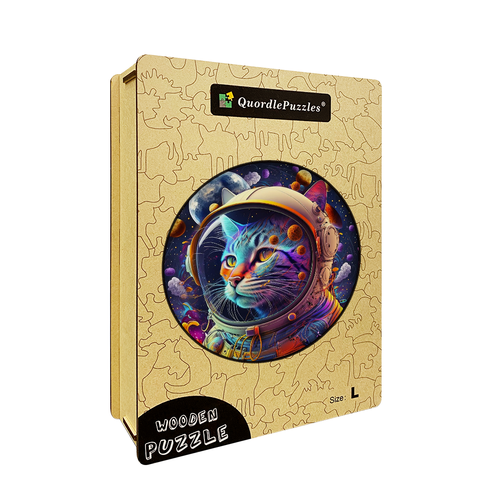Space Cat Süße Kätzchen Holzpuzzle