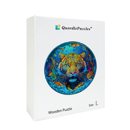 Psychedelisches Tiger-Holzpuzzle