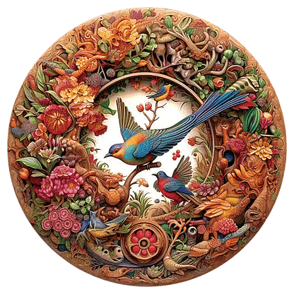 auf das Holzpuzzle „Bird and Bloom“.