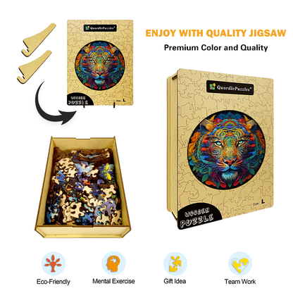 Abstraktes buntes Tiger-Holzpuzzle