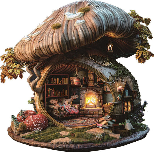 Gemütliches Pilzhaus Holz-Puzzle