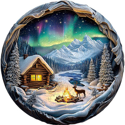 3D Nordlichter Hütte Holzpuzzle