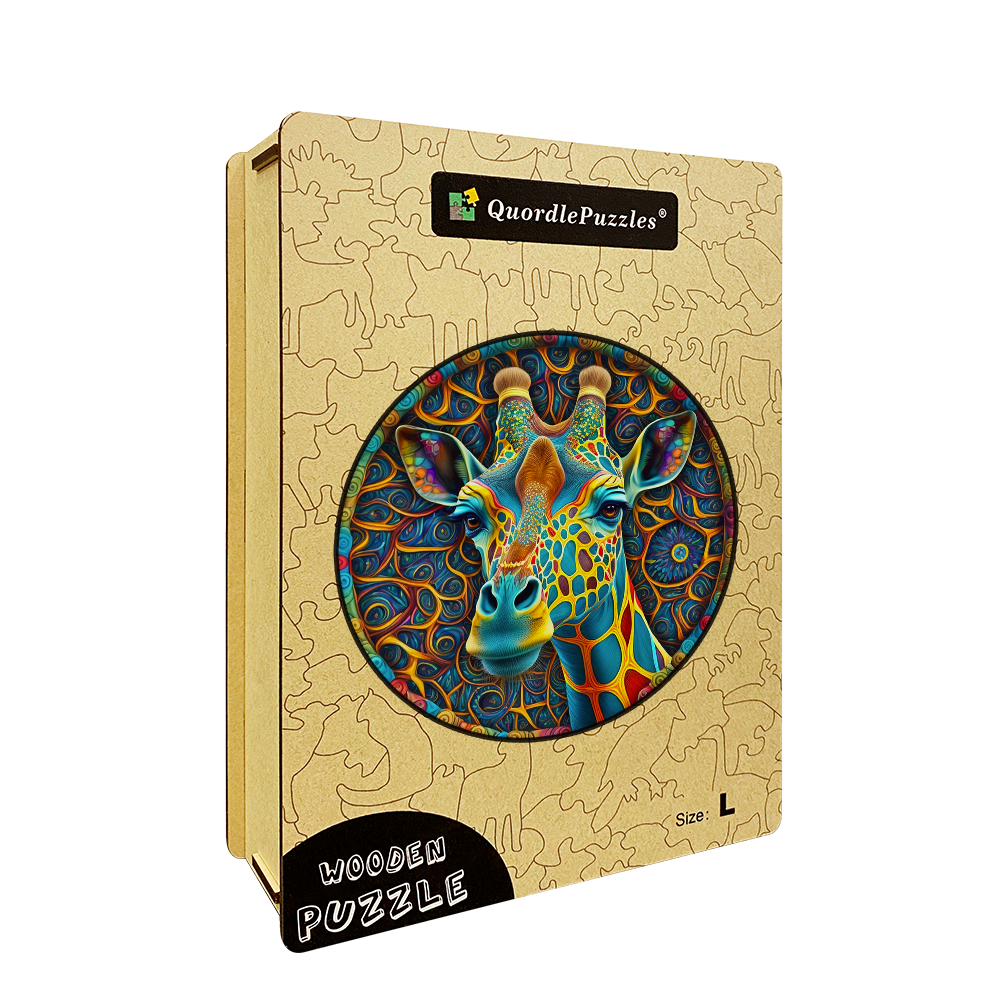 Psychedelisches Giraffen-Holzpuzzle