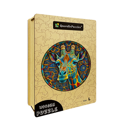 Psychedelisches Giraffen-Holzpuzzle