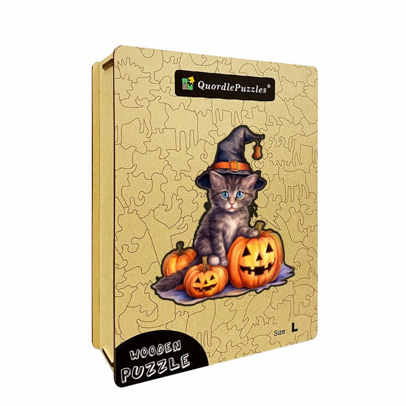 Katzen-Hexenhut, Kürbis, Halloween-Vinylaufkleber
