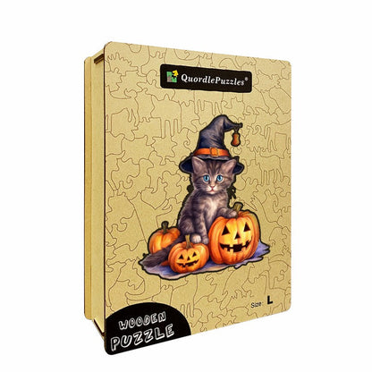 Katzen-Hexenhut, Kürbis, Halloween-Vinylaufkleber