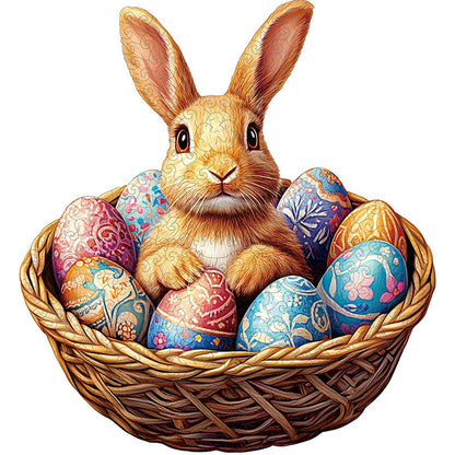 3D hase im korb holzpuzzle