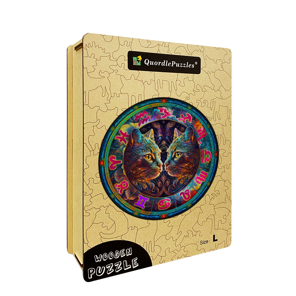 Buntes abstraktes Katzen-Holzpuzzle