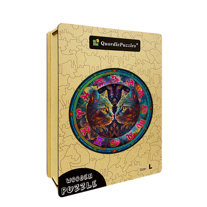 Buntes abstraktes Katzen-Holzpuzzle