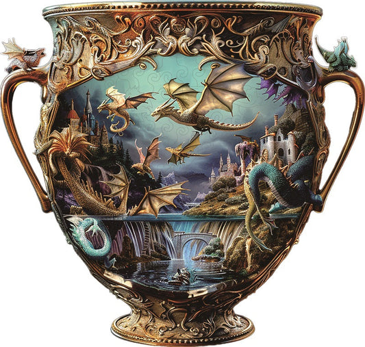 Drachen in einem Majestätischen Schiff Holz-Puzzle