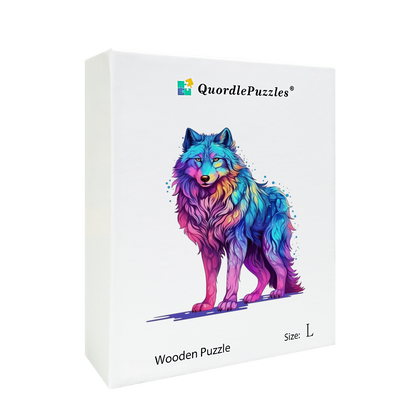 Majestic Rainbow Wolf Holzpuzzle
