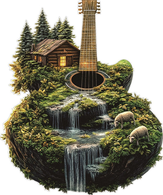 Gitarren Insel Wasserfall Holz-Puzzle