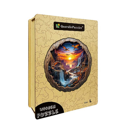 3D Drachen Sonnenuntergang Holzpuzzle