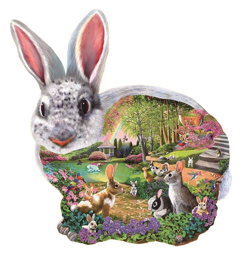 Hasen-Puzzle aus hohlem Holz