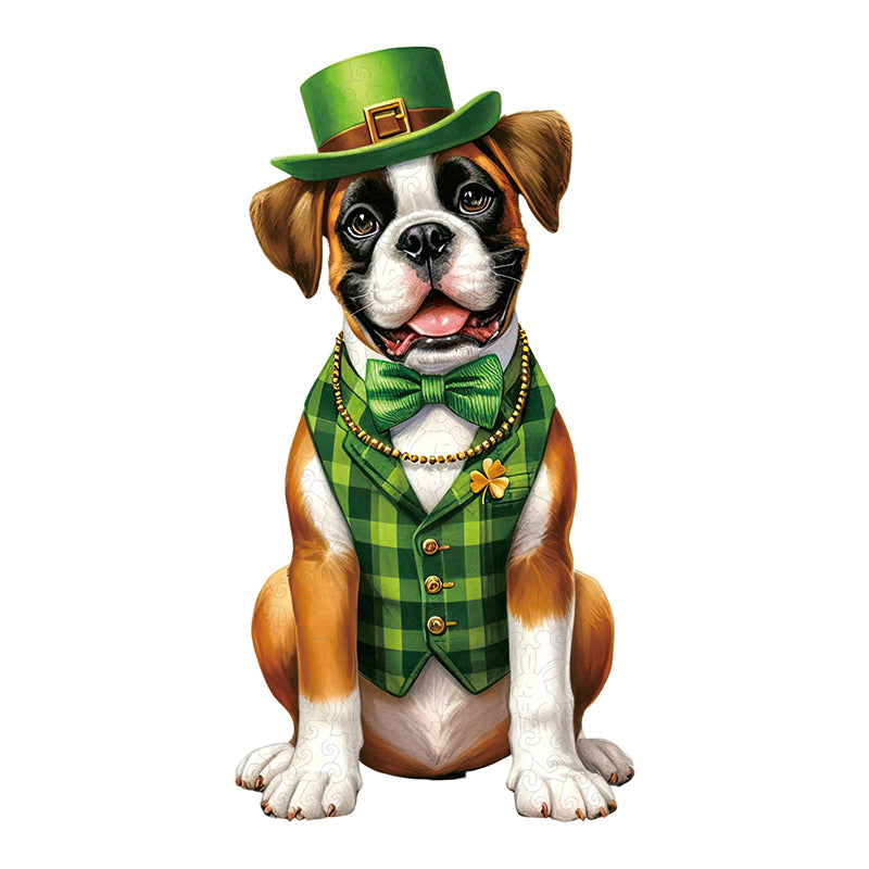Boxerhund zum St. Patrick’s Day