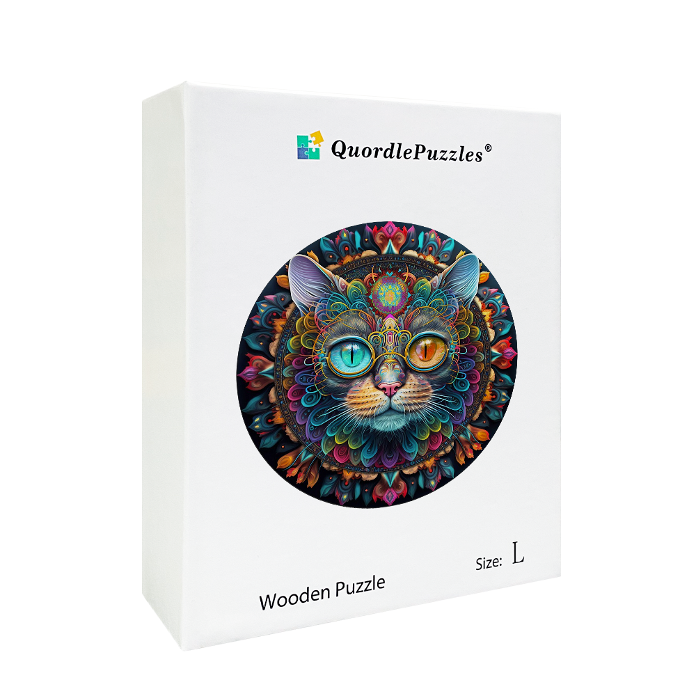 Magisches Katzenmandala Holzpuzzle