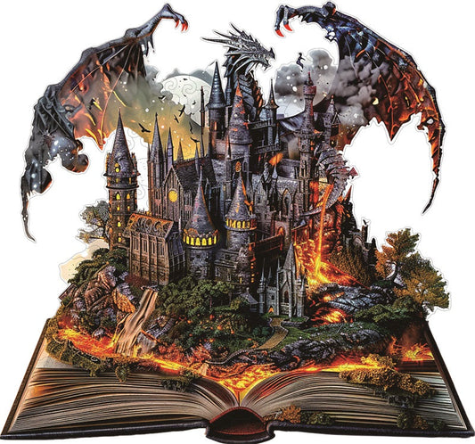 Drachenburg in einem Buch Holz-Puzzle