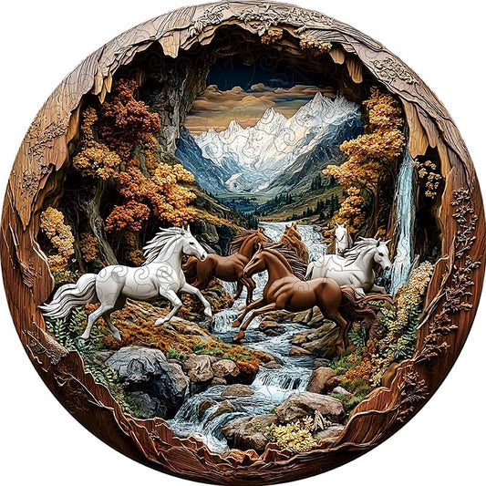 3D Galoppierende Pferde Holzpuzzle