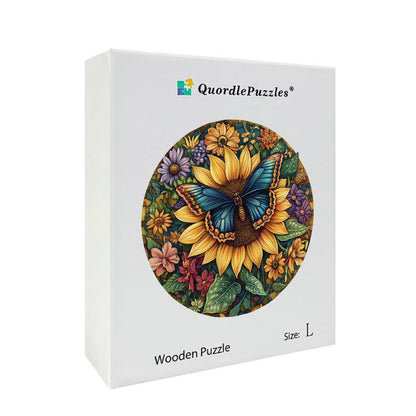 Zonnebloem en vlinder  holzpuzzle