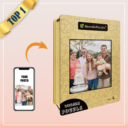 Laden Sie ein individuelles Foto eines Holzpuzzles hoch