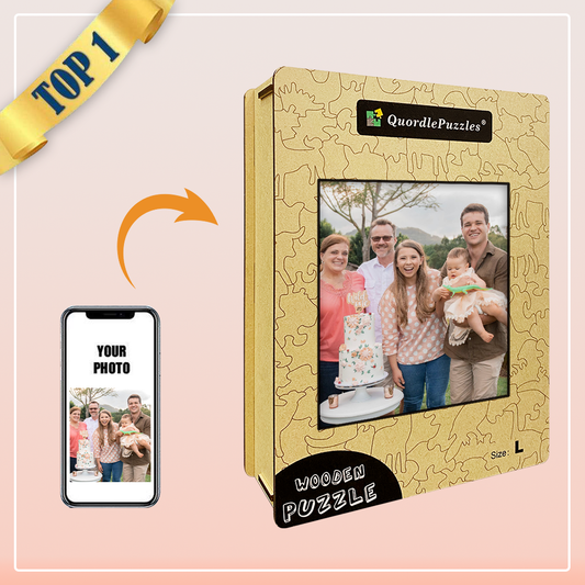 Laden Sie ein individuelles Foto eines Holzpuzzles hoch