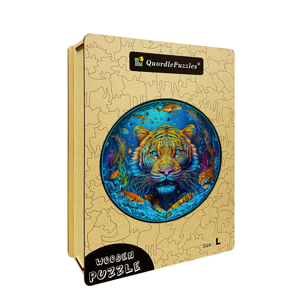 Psychedelisches Tiger-Holzpuzzle