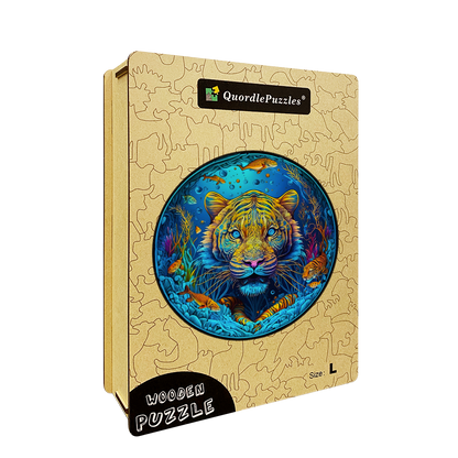 Psychedelisches Tiger-Holzpuzzle