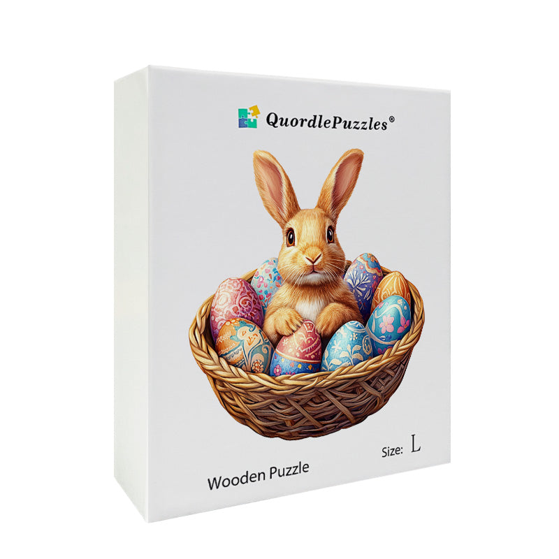 3D hase im korb holzpuzzle