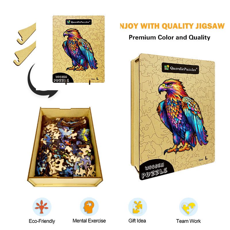 Buntes Adler-Kunst-Holzpuzzle