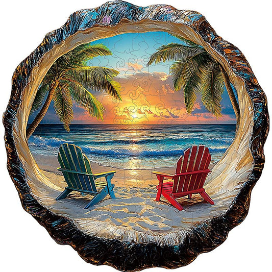 3D Tropischer Sonnenuntergang Holzpuzzle