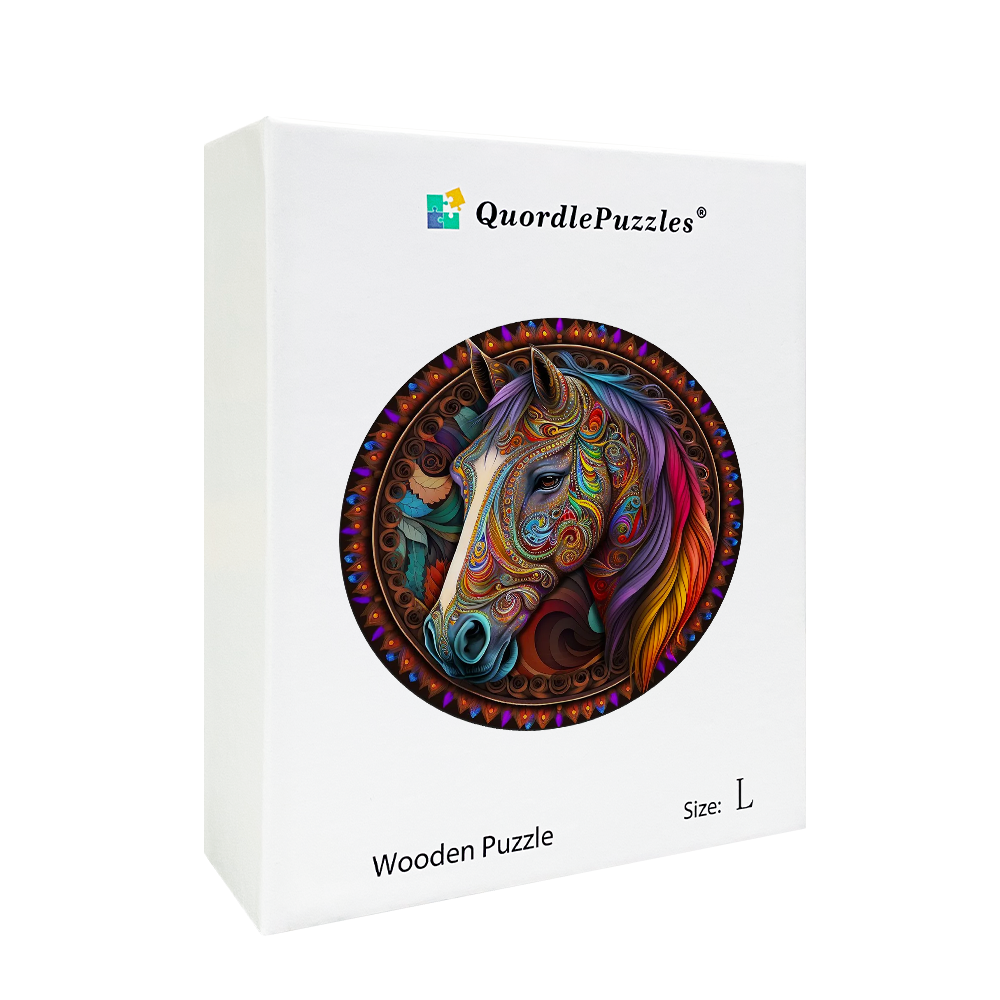 Mandala-Pferd-Holzpuzzle