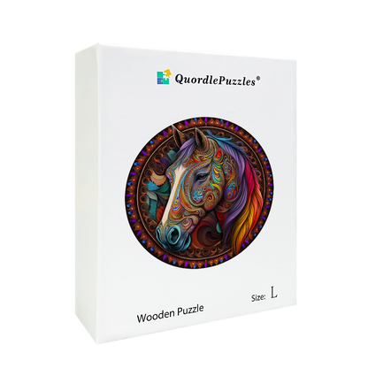 Mandala-Pferd-Holzpuzzle