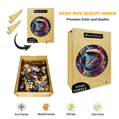 Space Cat Süße Kätzchen Holzpuzzle