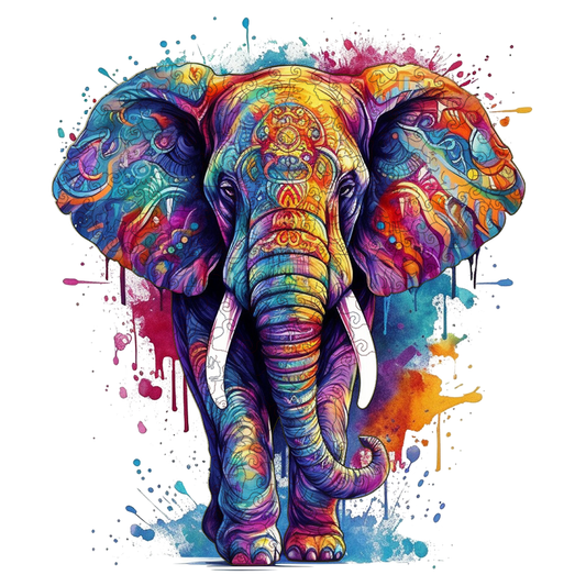 🔥Letzter Tag – Regenbogen-Elefant-blaues Holzpuzzle