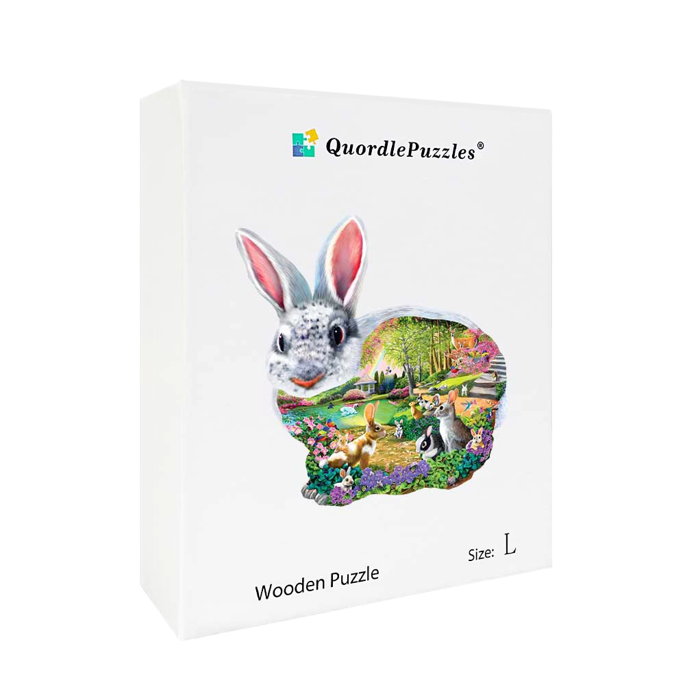 Hasen-Puzzle aus hohlem Holz