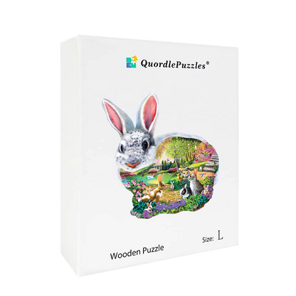 Hasen-Puzzle aus hohlem Holz