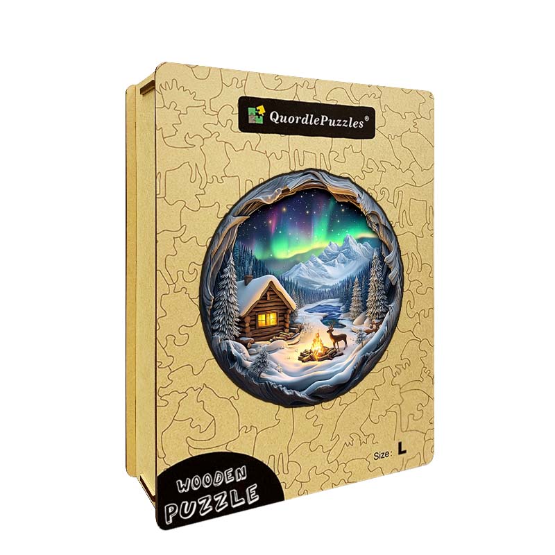 3D Nordlichter Hütte Holzpuzzle