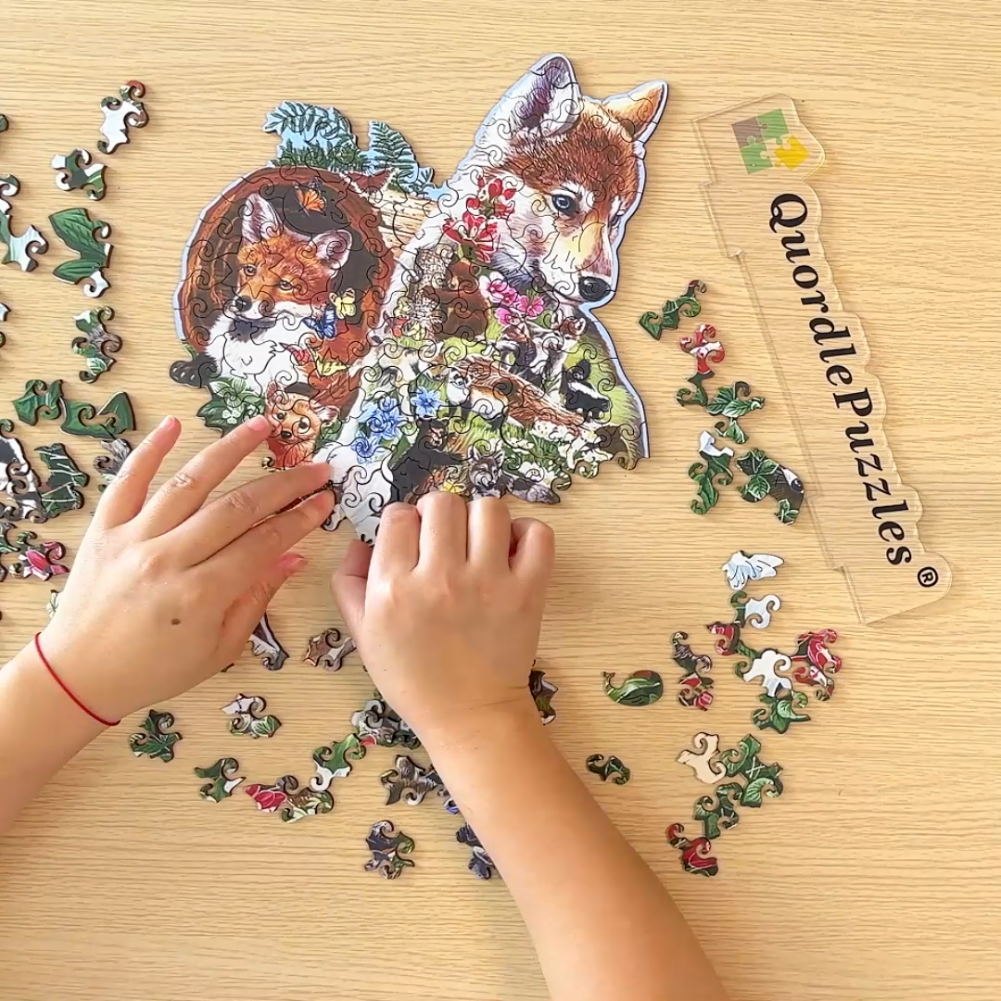 Holzpuzzle mit Wolfsgesicht